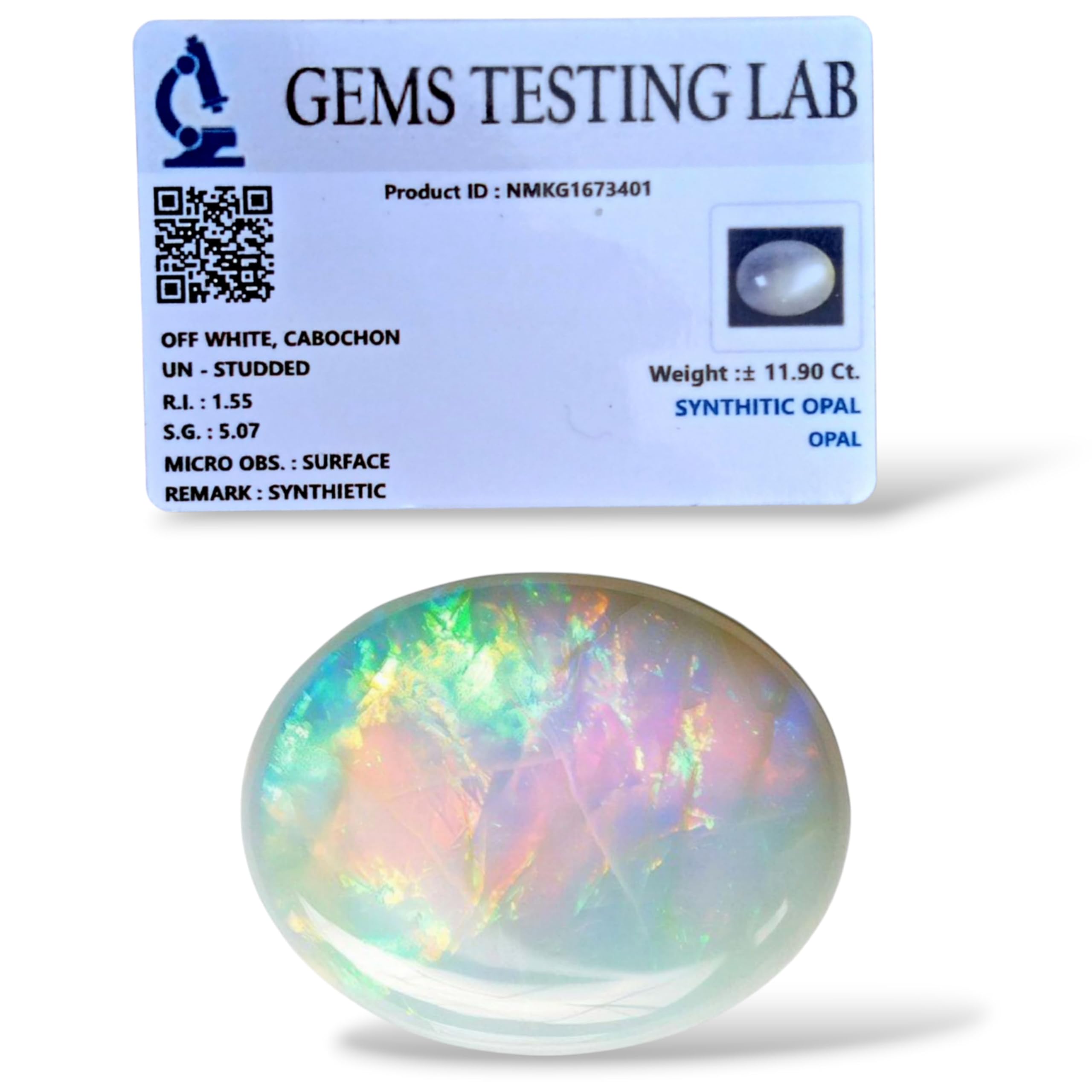 13.09 Ratti - 11.90 Carat Natural Fire Opal Stone Rashi Ratna Original and Certified Lab Precious Gemstone Unheated and Untreated Gems for Astrological Purpose