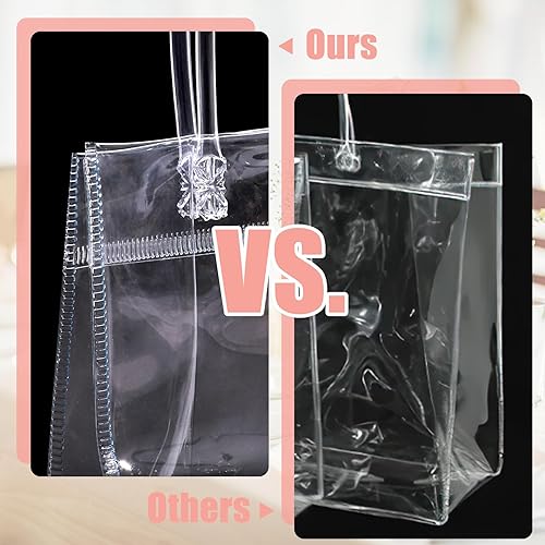 Miniatura 4 de JOHOUSE 12 bolsas de regalo de plástico transparente, bolsas gruesas con asas, bolsas de regalo duraderas, bolsas de regalo con asa para bodas,