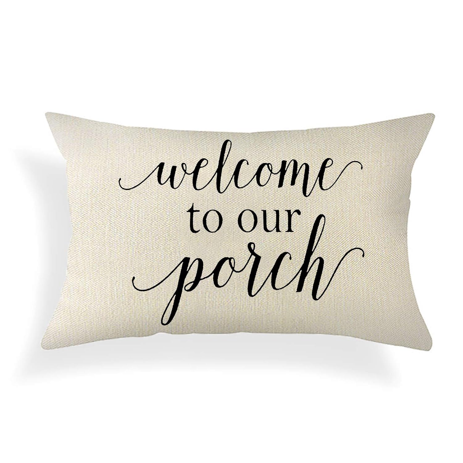 Ogiselestyle Farmhouse Pillow Covers with Welcome to Our Porch Quotes 12 x 20 Lumbar Pillow Covers Home Decorative