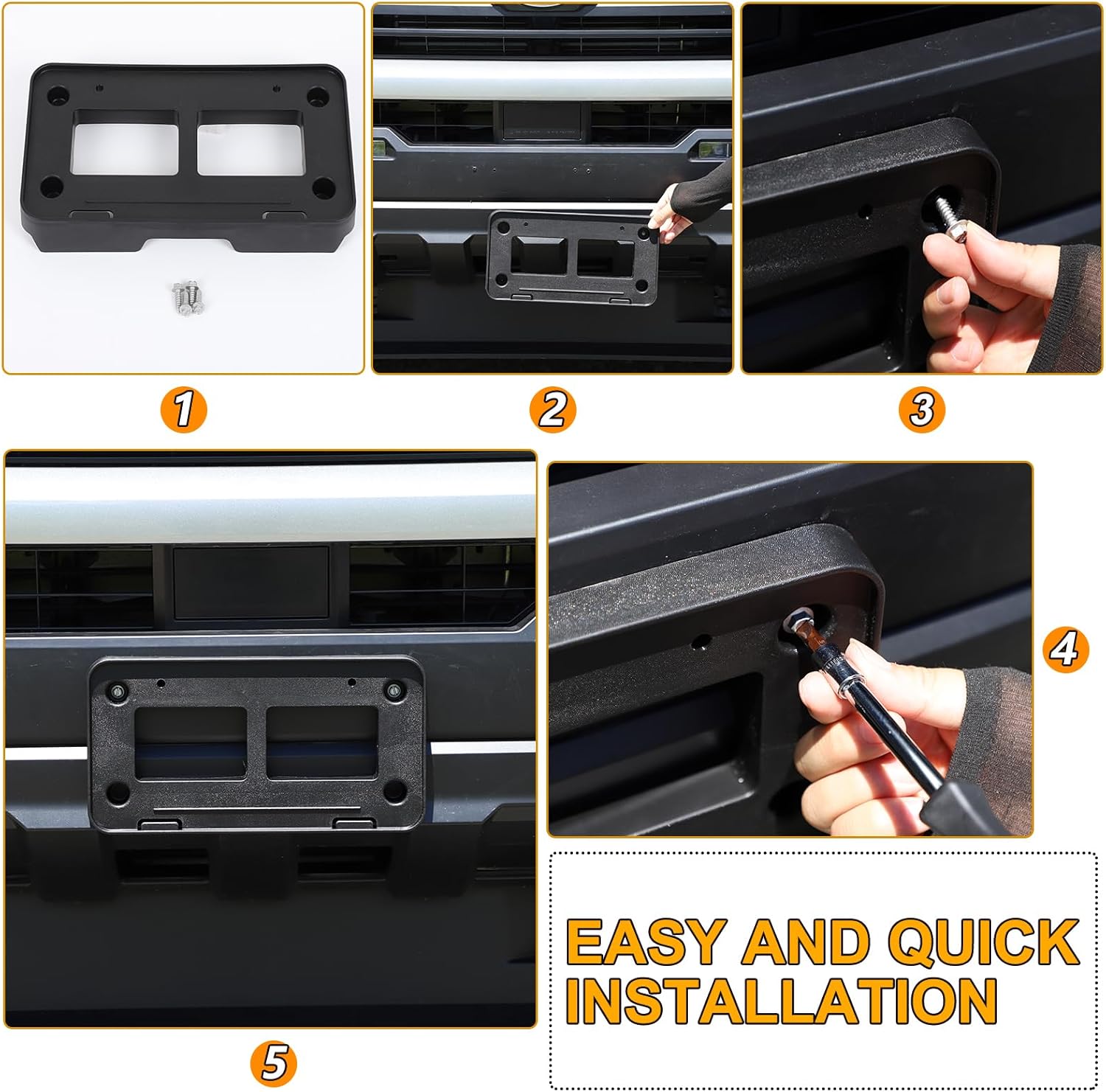 License Plate Frame Bracket Compatible with Toyot@ Tacoma 2024 2025,ABS Tag Frame Front Bumper License Plate Holder Mount Adapter Relocation Kit Accessories 1PCS (Black)