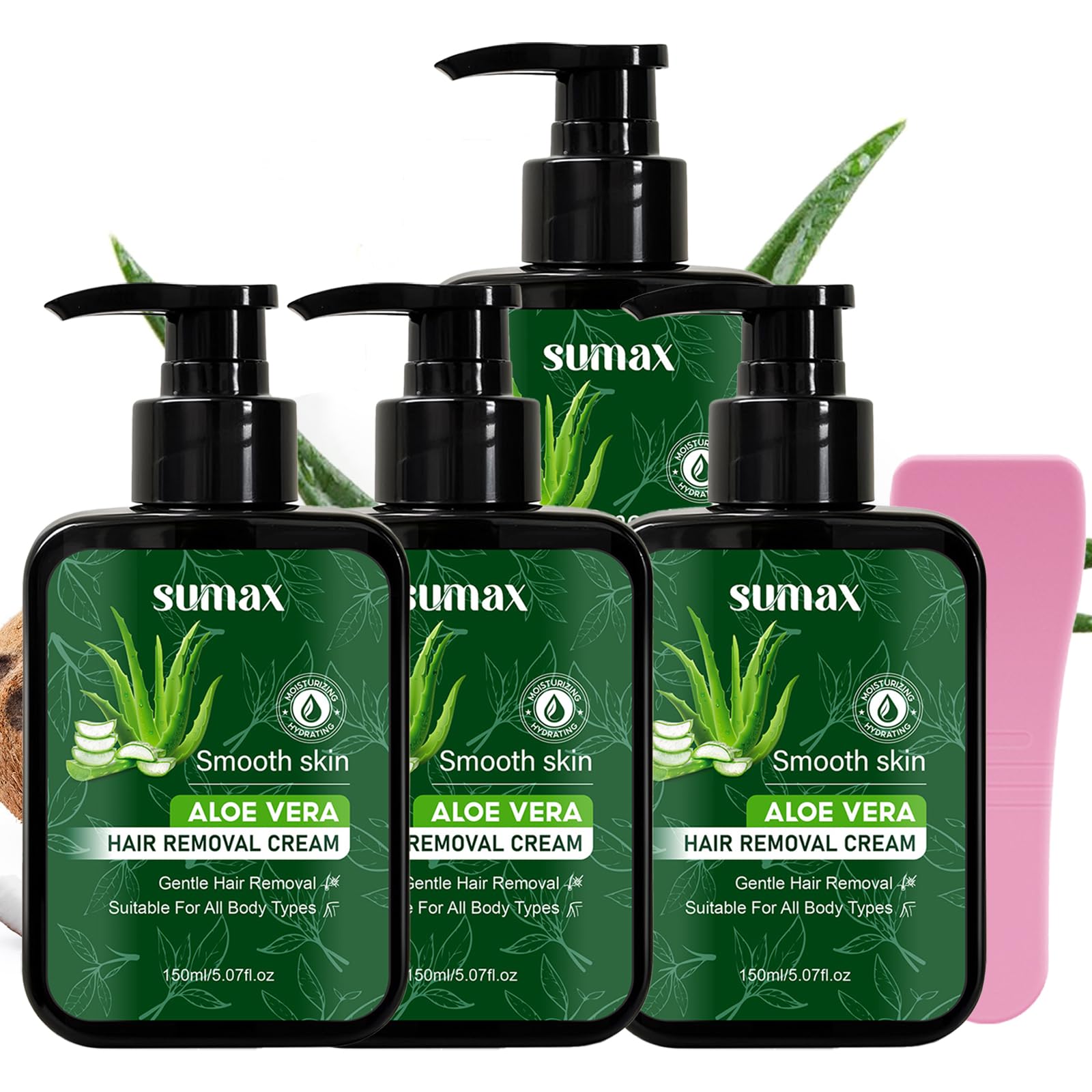 Crema depilatoria all'aloe vera per donne e uomini, crema per la depilazione della pelle sensibile, depilazione del viso per donne, pelle liscia, Crema Depiladora Para Mujer Partes Intimas (4 pezzi)