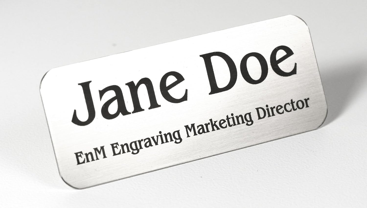 2" H x 4" W, Silver Finish Solid Copper Nameplate Personalized Custom Laser Engraved Label Art Tag for Frames Notched Square or Round Corners Made in USA