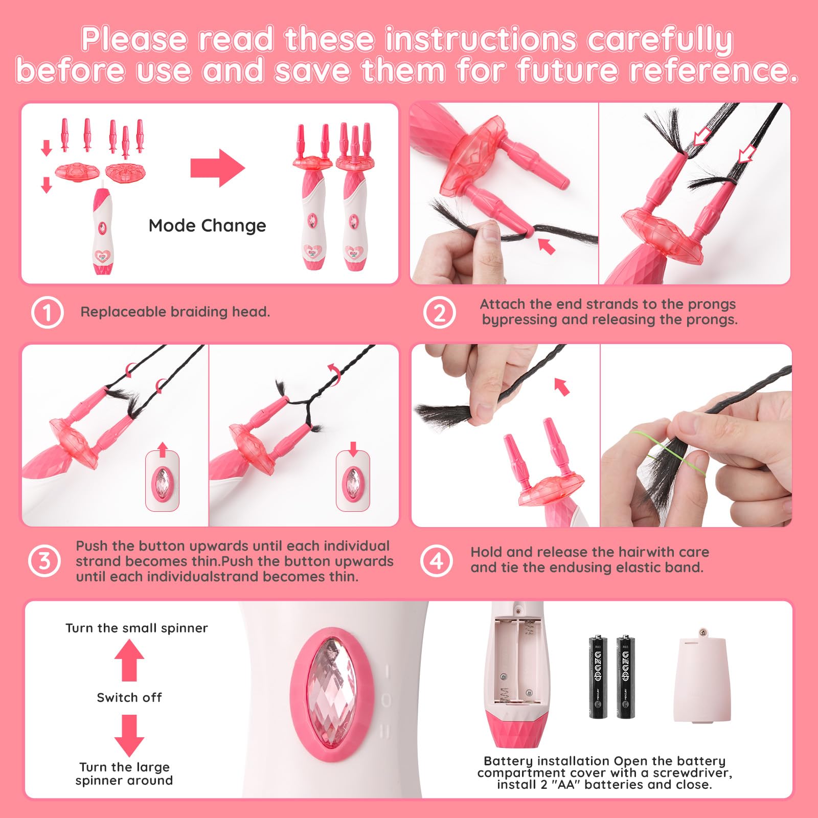 Herefun Hair Accessories Bambina, Trecciatrice Per Capelli, Treccia Strumenti DIY, Gioielli Giocattoli Regali per Bambini Ragazze, Strumento Acconciature Regali Compleanno per Ragazza