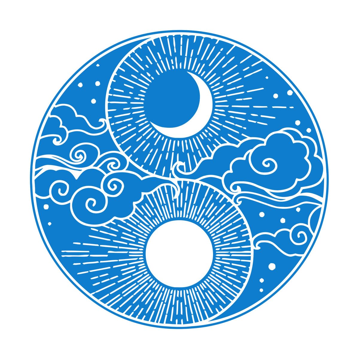 Lettering Decals Abstract Moon Sun Sky Day Night 54x54cm Removable Without Leaving Glue Large Blue — image 1