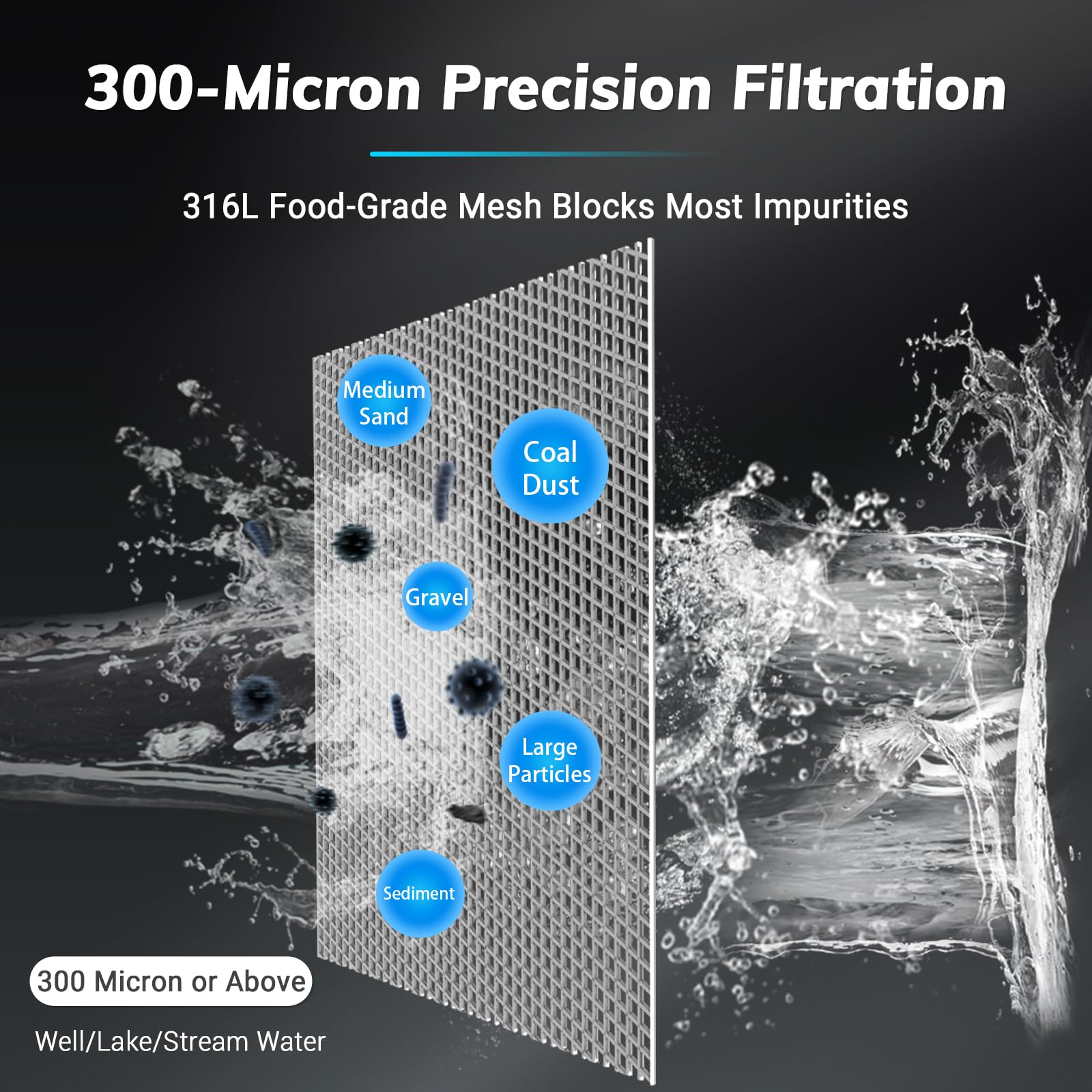 Prefiltro de agua Filtro de sedimentos con raspador, Filtro de agua de sedimentos reutilizable para toda la casa
