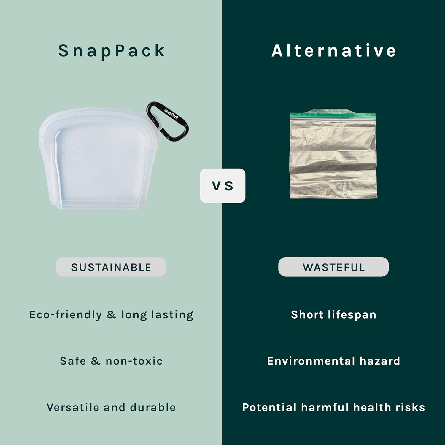 SnapPack Treat Pouch – 3-Pack Reusable Silicone Bags for Dogs & Cats | Peach, Clear, Green | Eco-Friendly | Leakproof, Dishwasher Safe, Microwave & Freezer Safe | Platinum Silicone, Zero Plastic