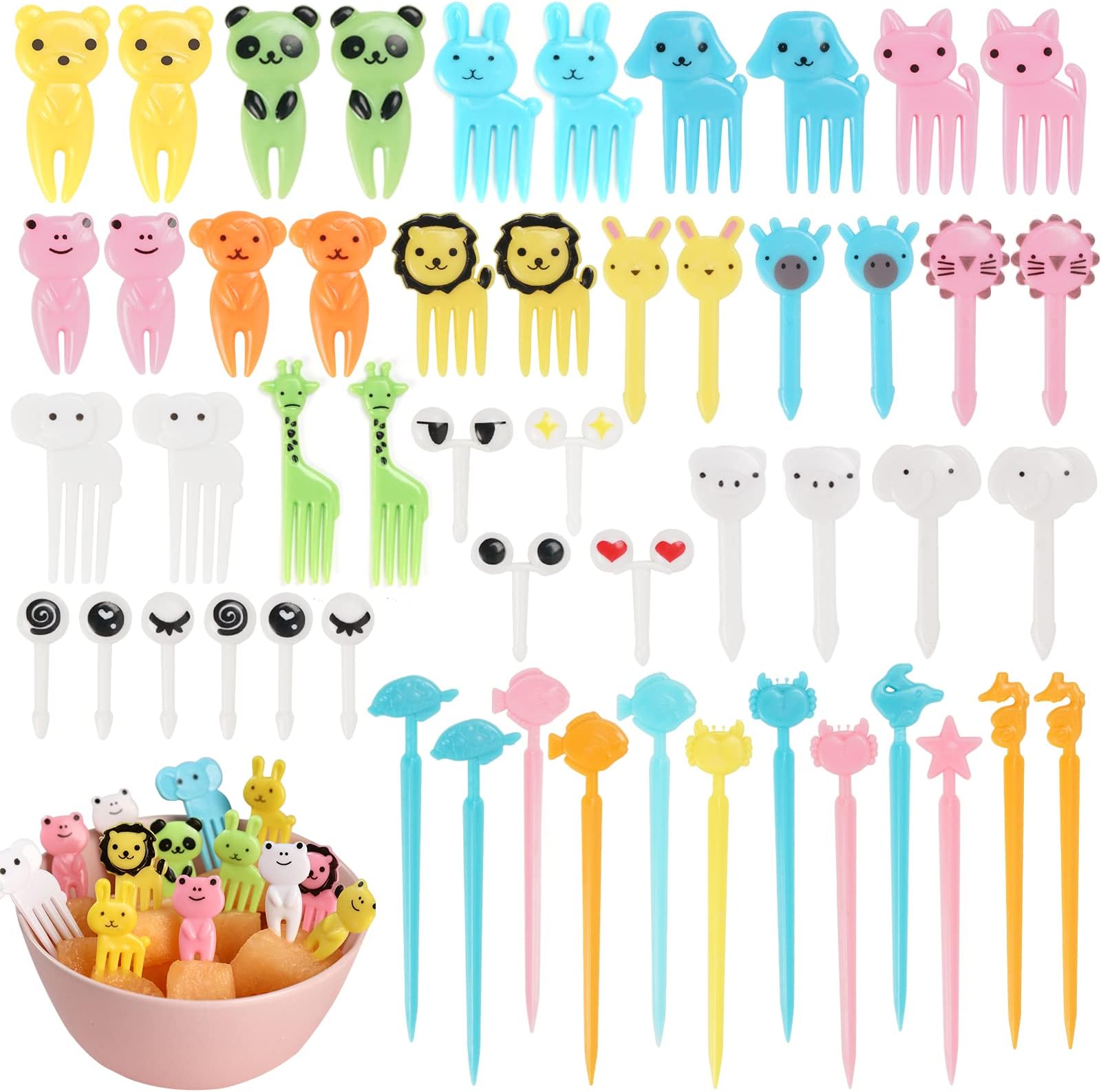 20 Stück Food Picks Mit Augen - Wiederverwendbare Obstgabeln Für Kinder Party