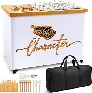 Novabright 48" Foldable Charcuterie Cart Set Table Lock Casters Cloth Bag Mobile Portable Food Serving Cart Snack Display Carts Party Wedding Outdoor BBQ with Bowl Board Clip Prod Honey Wand(White)