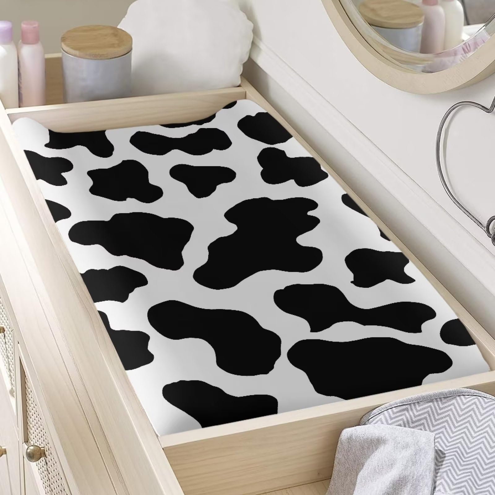 Changing Pad Portable HUISEFOR Pink Cow Print Changing Pad Covers