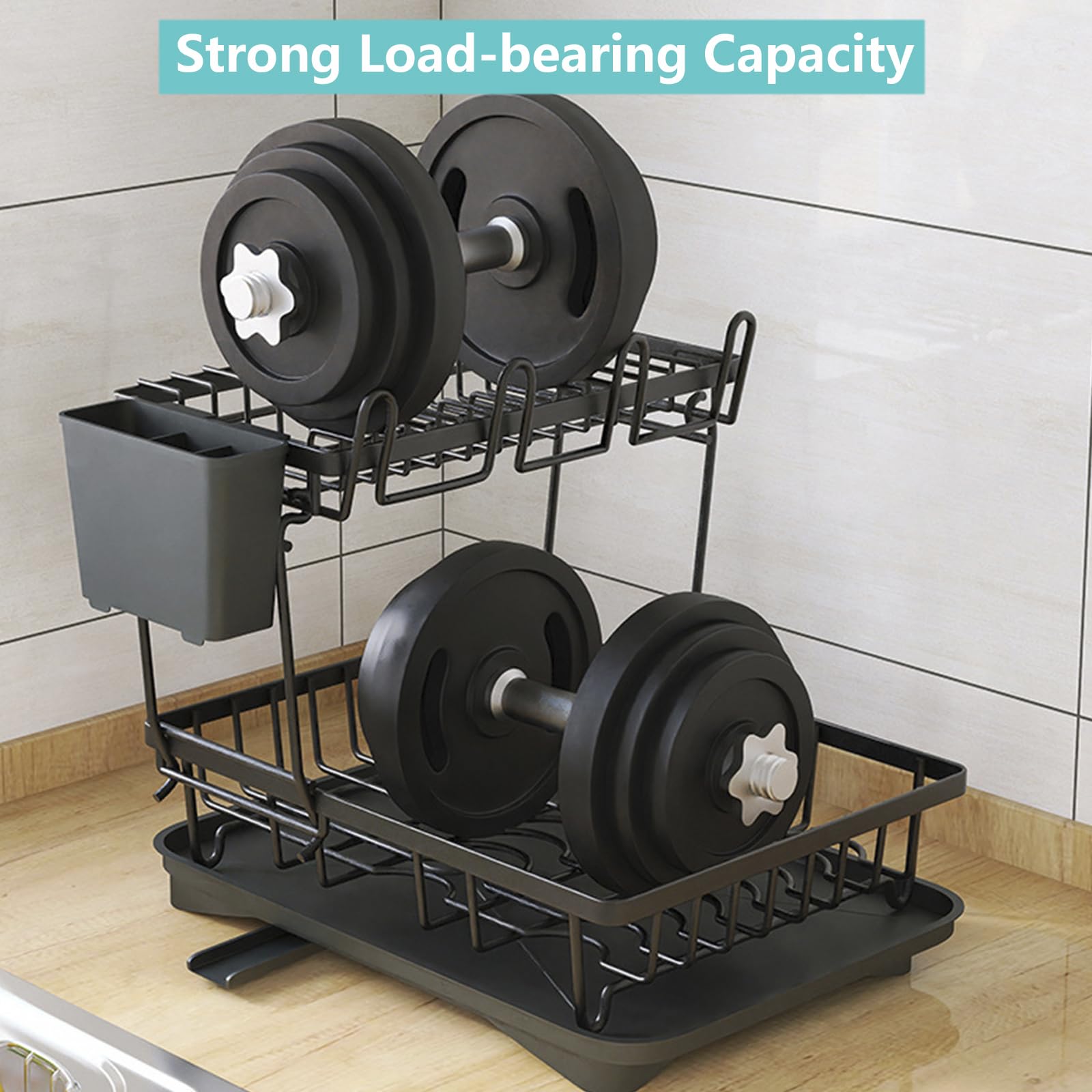 2-stöckiges Abtropfgestell Für Die Küche - Mit Tropfschale Und Messerhalter