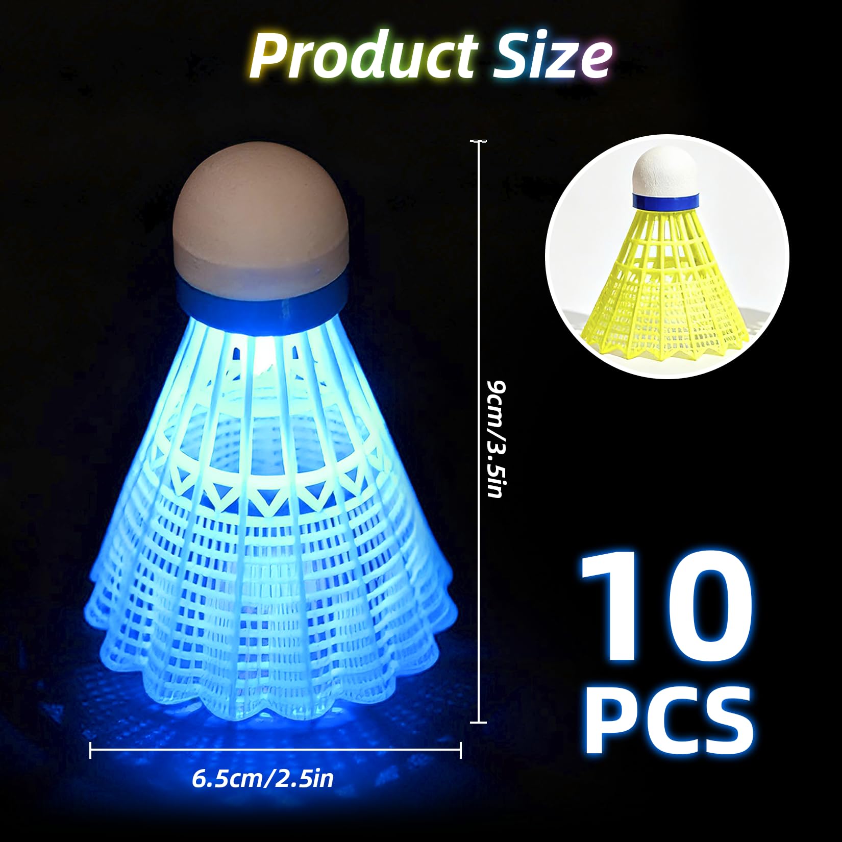 Idota Lotki nylonowe z oświetleniem LED, 10 sztuk, do badmintona, zestaw z tworzywa sztucznego