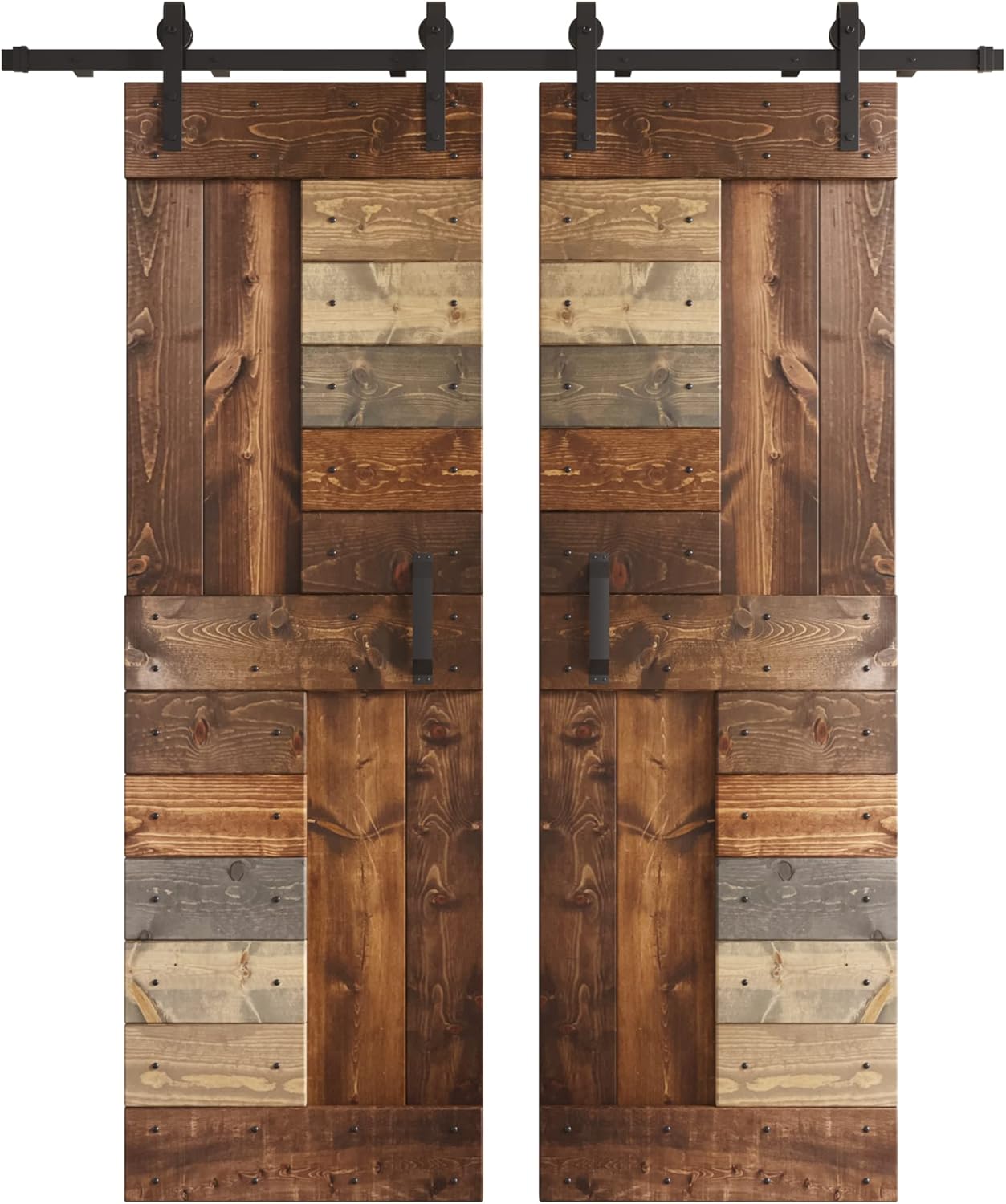 48in/60in/72in/84in x 84 in S-Series Finish Knotty Pine Wood Sliding Barn Door with Hardware Kit (48 in x 84 in, Multi Color)