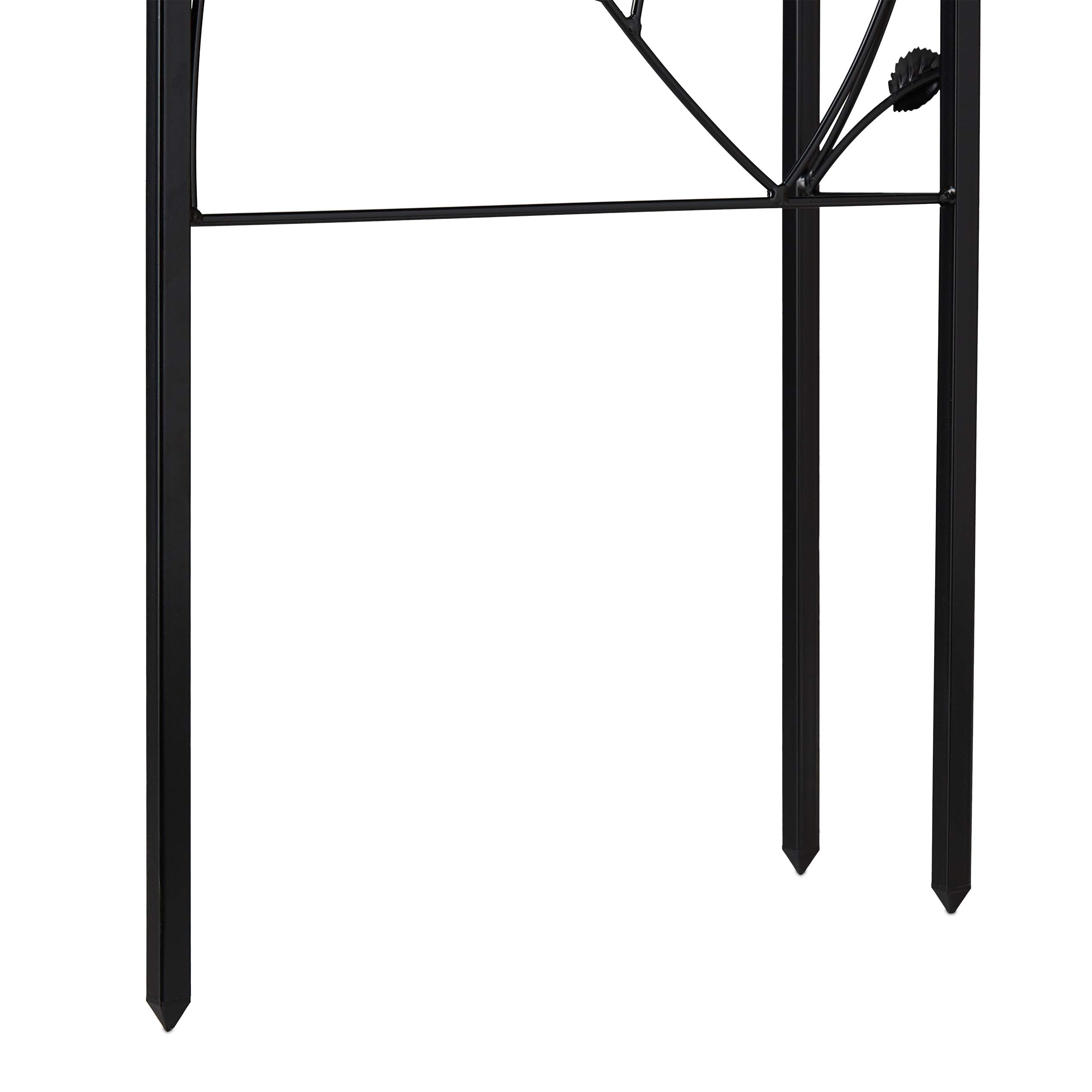 Relaxdays Rosenbogen halbrund, Wandmontage, verziert, für Kletterrosen, Eisen, Halbbogen HBT: 256 x 39 x 72 cm, schwarz