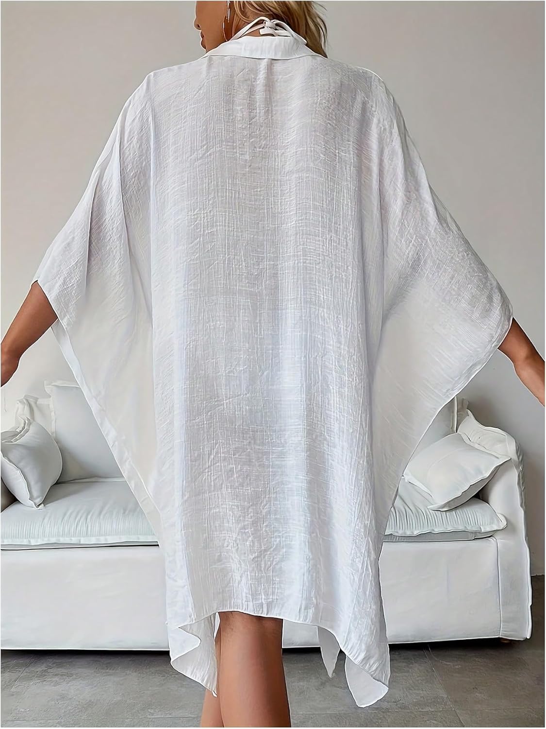 SHENHE Women's Swimsuit Cover Up Oversized Button Down Beach Shirt Bathing Suit Coverup Dress