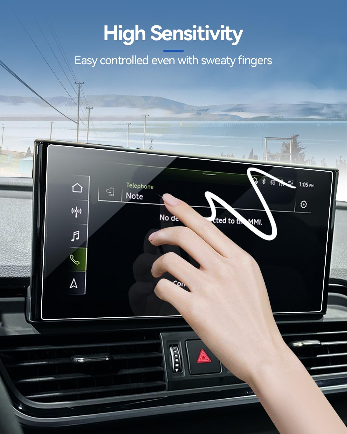HD-Serie 9H Schutzfolie 10,1 Zoll für Audi A4 B9, A5 2023-2025 und Q5 FY Sportback 2021-2025 mit MIB3 Display Displayschutzfolie Anti-Kratzen Screen Protector
