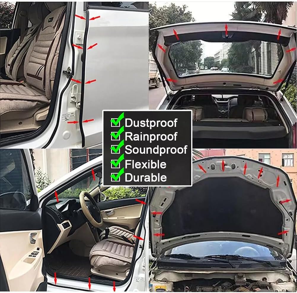 3/8" X 1/4" D-Shape Weather Stripping Rubber Seal Weatherstrip Self-Adhesive Hollow with Bulb Door Gasket Strip for Automotive Truck RV Window Door Soundproof (10 Feet)
