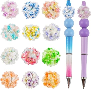 12Pcs Glow in The Dark 3D Five-Petal Flower Focal Beads for Pens Fancy Focal Beads for Beadable Pens Beadable Keychains Making