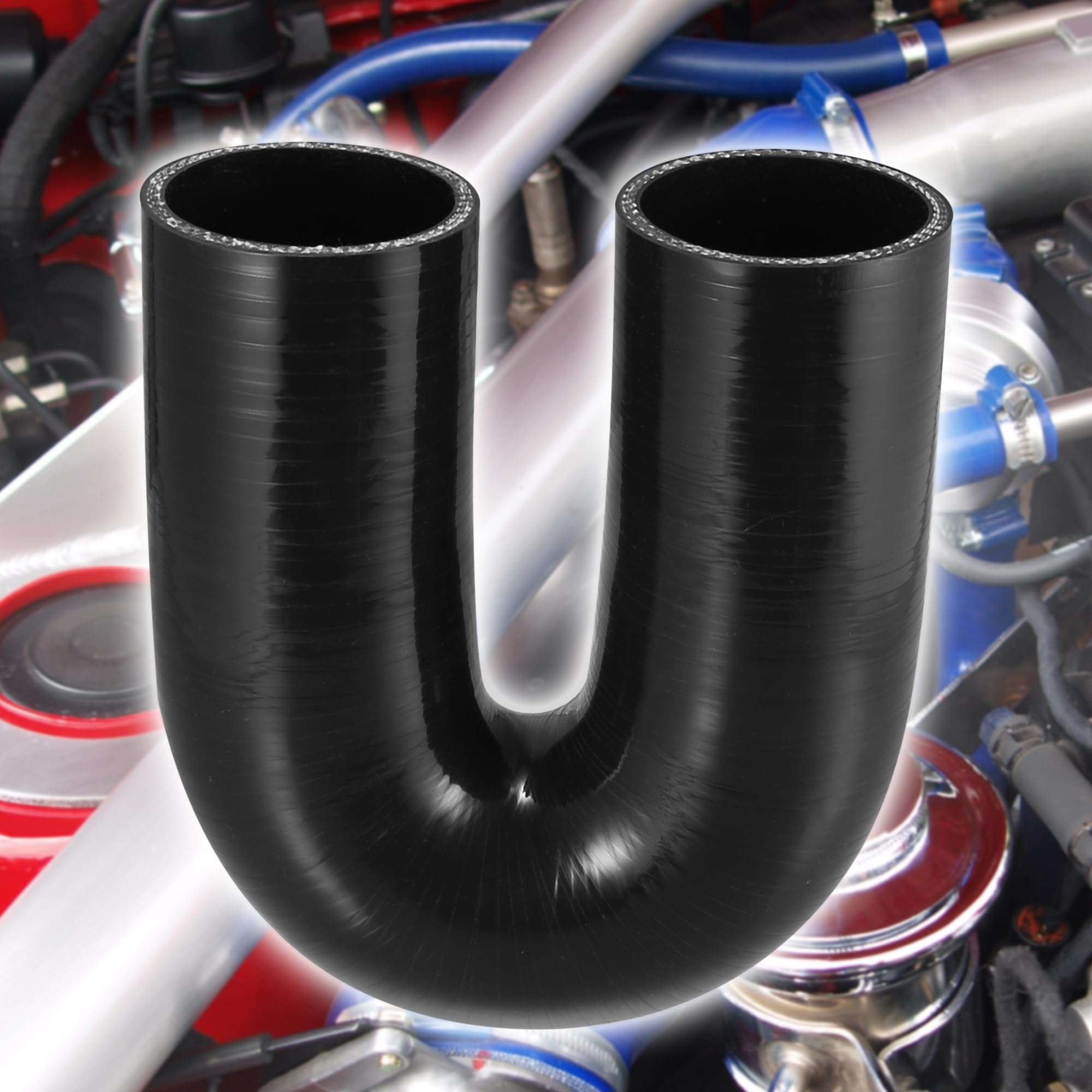 X AUTOHAUX 57mm 2.25" ID 180 grados silicona reductor manguera tubo negro para coche
