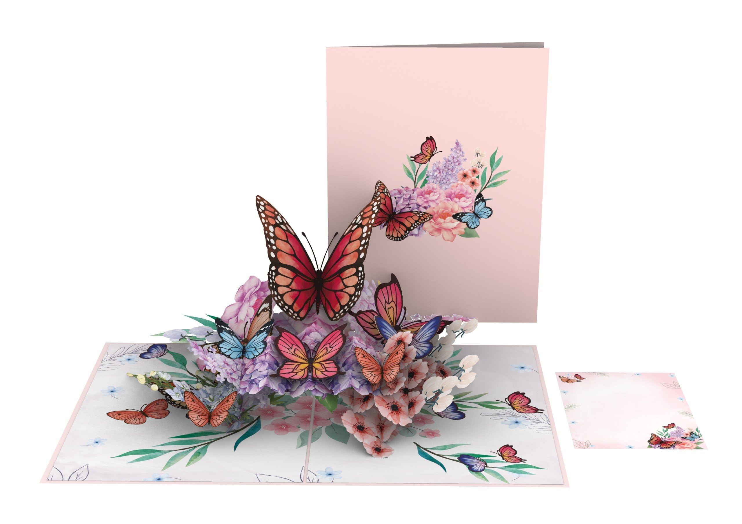 iGifts And Cards Pink Butterfly Paradise - Tarjeta de felicitación 3D desplegable de 6 x 8 pulgadas, hermoso diseño para cumpleaños, aniversarios, bodas y deseos de recuperación, ideal para mamá