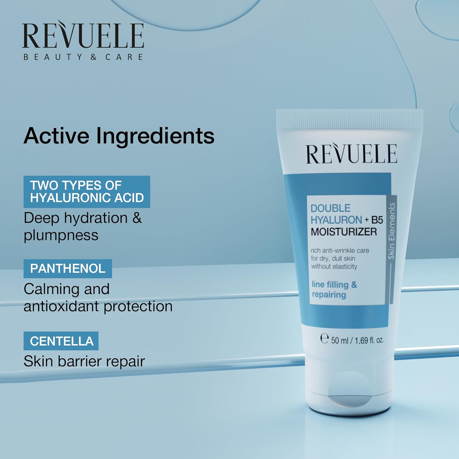 Revuele Double Hyaluron + B5 Facial Moisturizer, Lightweight Hydrating Cream with Dual Hyaluronic Acid & Panthenol, For Soft and Smooth-Looking Skin 1.69 fl.oz - Image 4