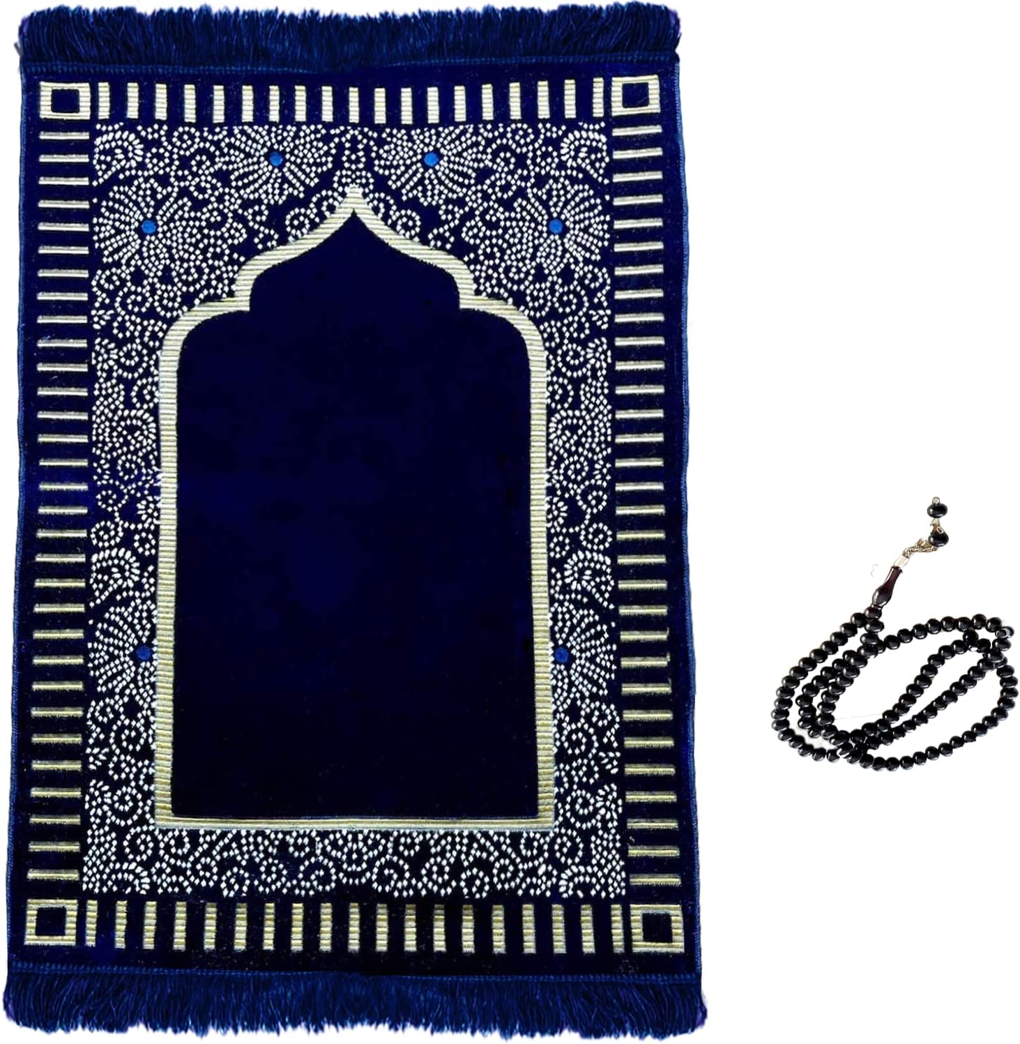 bazachi New Mihrab Style Velvet Prayer Rug (750g) Muslim Prayer Mat