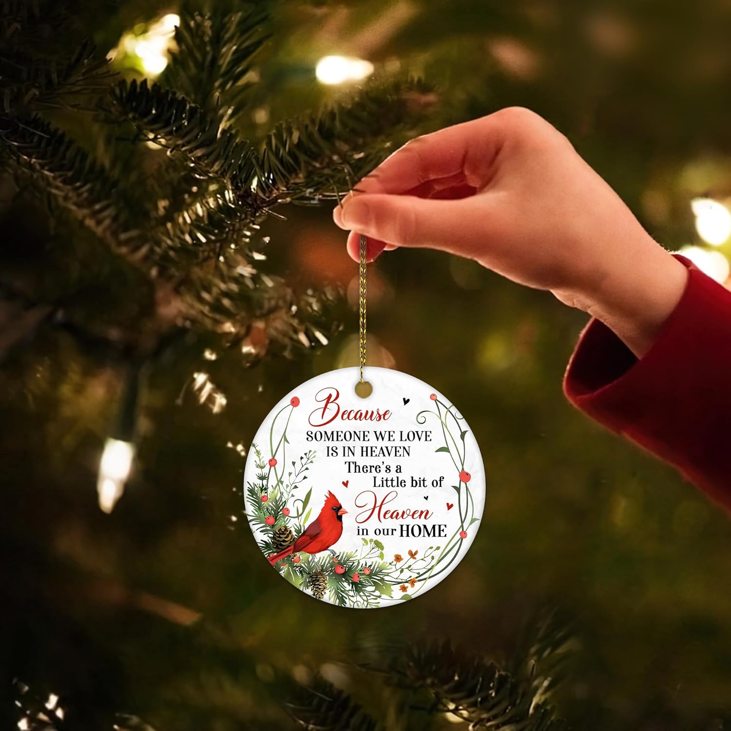 HYTURTLE Memorial Cardinal Ornaments Gifts for Loss of Loved Ones - Memorial Ornament for Christmas Tree Decor - Sympathy Keepsake Gift for Loss of Dad, Mom, Grandma - Memorial Ceramic Ornament 3" - Image 4