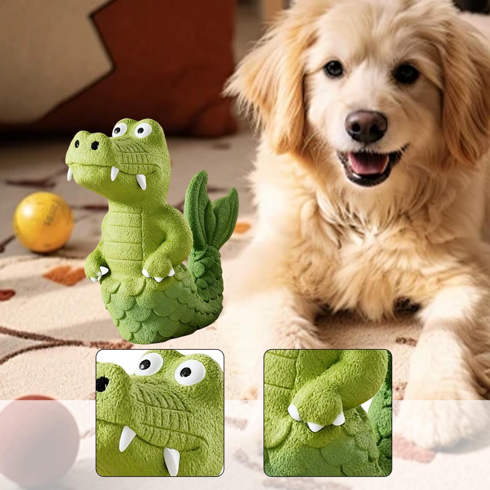 Juguete de cocodrilo para perros masticadores agresivos, juguete interactivo de látex para masticar, 7.3 x 5.7 pulgadas, juguetes de dentición para cachorros para perros pequeños y medianos