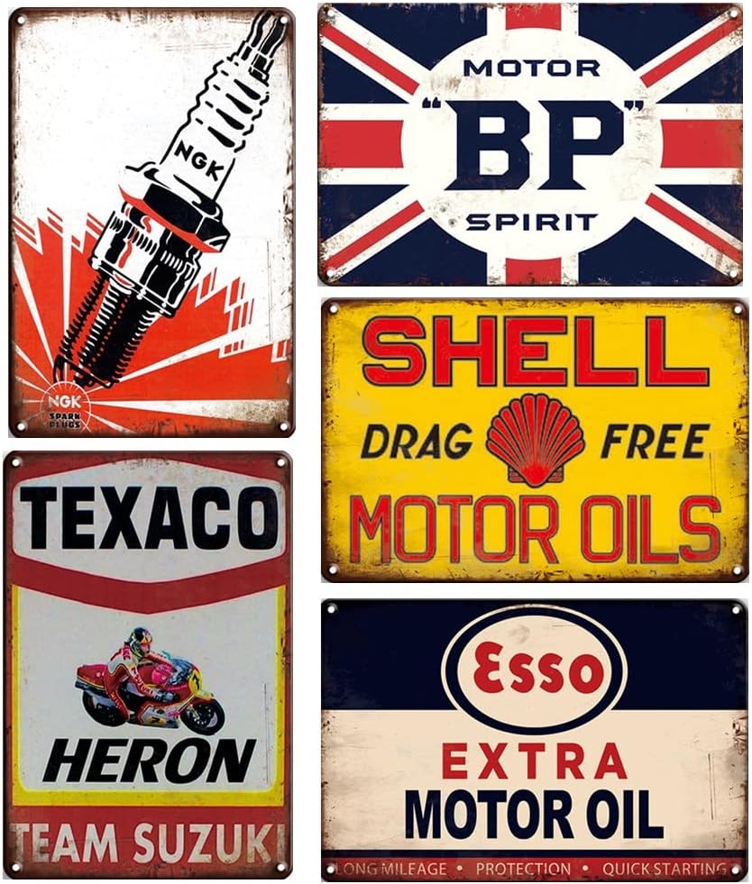 Letreros de metal vintage retro de garaje para hombres, decoración de pared, carteles de tienda de autos antiguos, carteles de estación de petróleo