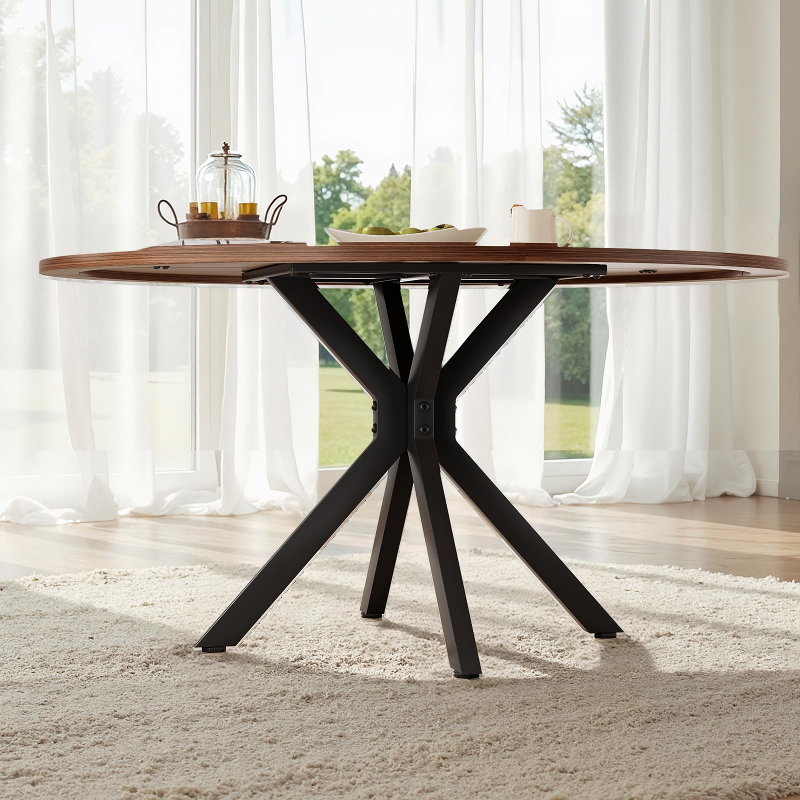 Snapklik.com : STARY 47.2" Solid Wood Round Dining Table For 4-6 People ...