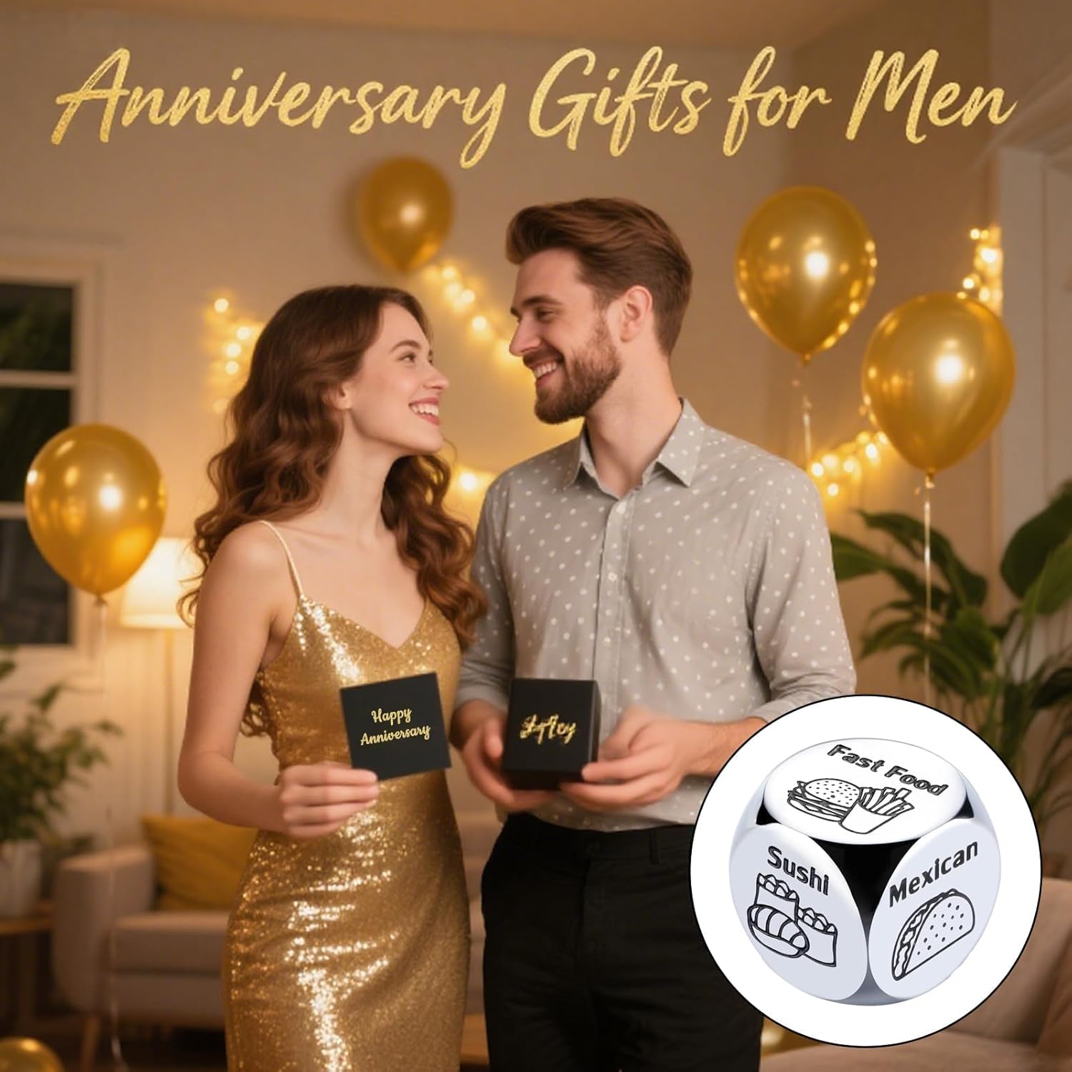 10 Year Anniversary Tin Gifts for Him Her Date Night Dice Food Dice 10th Anniversary Wedding Gifts for Couples Wife Husband Tin Gifts for Men Women Couples Games for Adult Valentines Gifts for Him Her