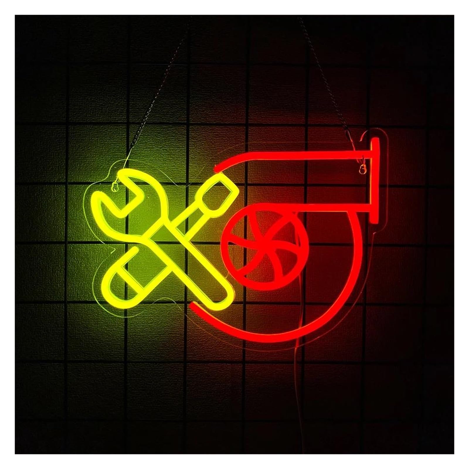 XENITE Hanging Art Neon Signs Check Engine Neon Sign Dimmable Wall Decor of Man Cave, Auto Repair Shop and Garage 33.5x24.8cm