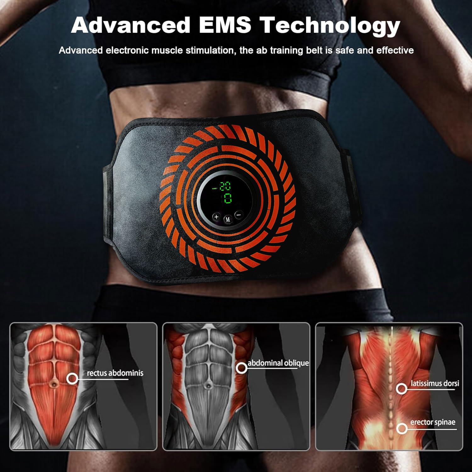 Elettrostimolatore per Addominali, Elettrostimolatore Muscolare, EMS Stimolatore Muscolare,USB Ricaricabile ABS Trainer/Toner per Addome/Braccio/Gambe/Waist/Glutei Home Gym-Uomo/Donna