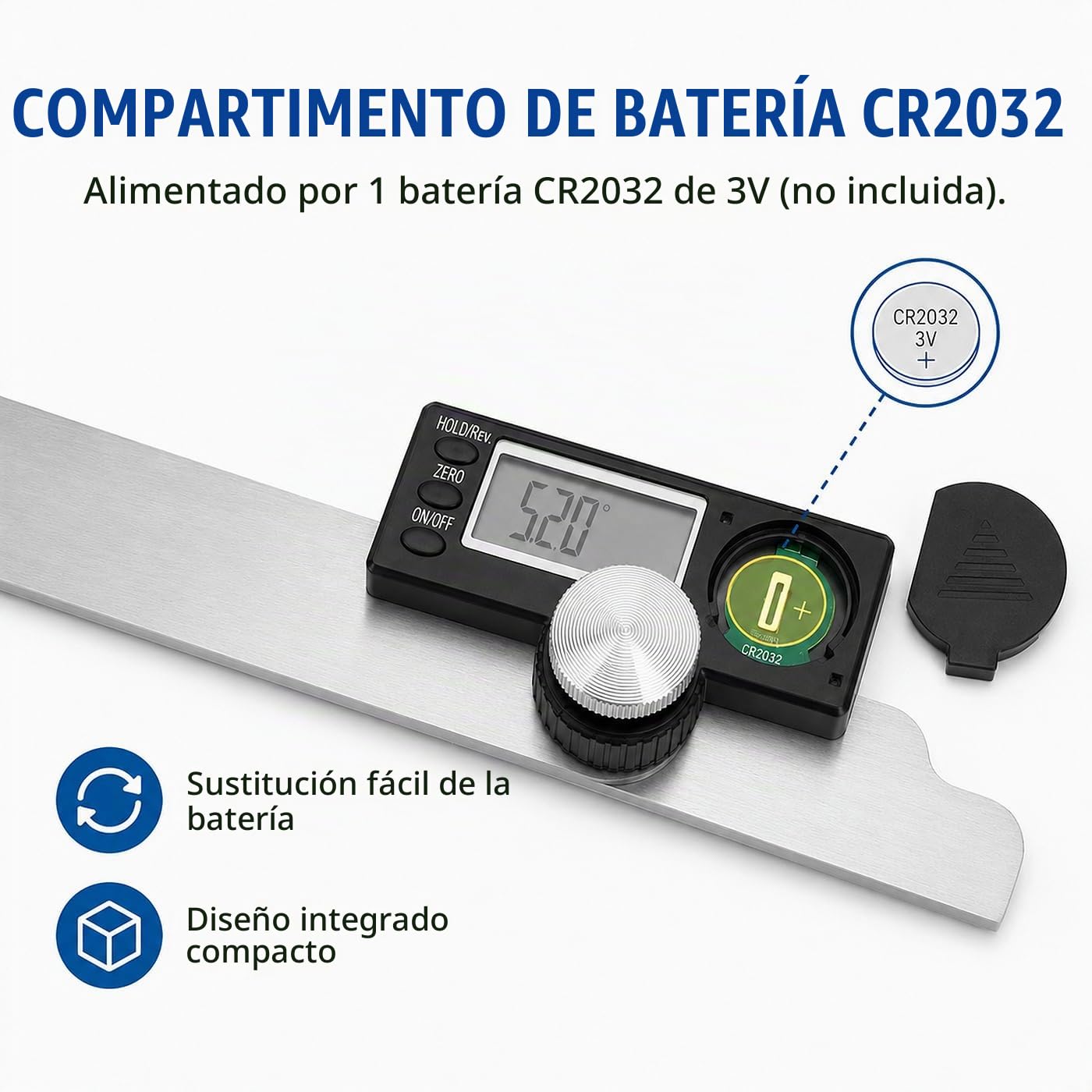 Goniómetro de Acero Inoxidable, 0-180 ° Buscador de Ángulo Electrónico de Alta Precisión Regla de Ángulo Lcd Digital 0.01 ° Trazado Rular, para La Medición de La Construcción de La Madera (120X150 mm)