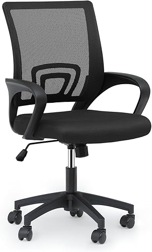 Miniatura 33 de MoNiBloom Silla de oficina de malla para el hogar, silla giratoria ergonómica con respaldo medio con asiento acolchado y reposabrazos, capacidad de