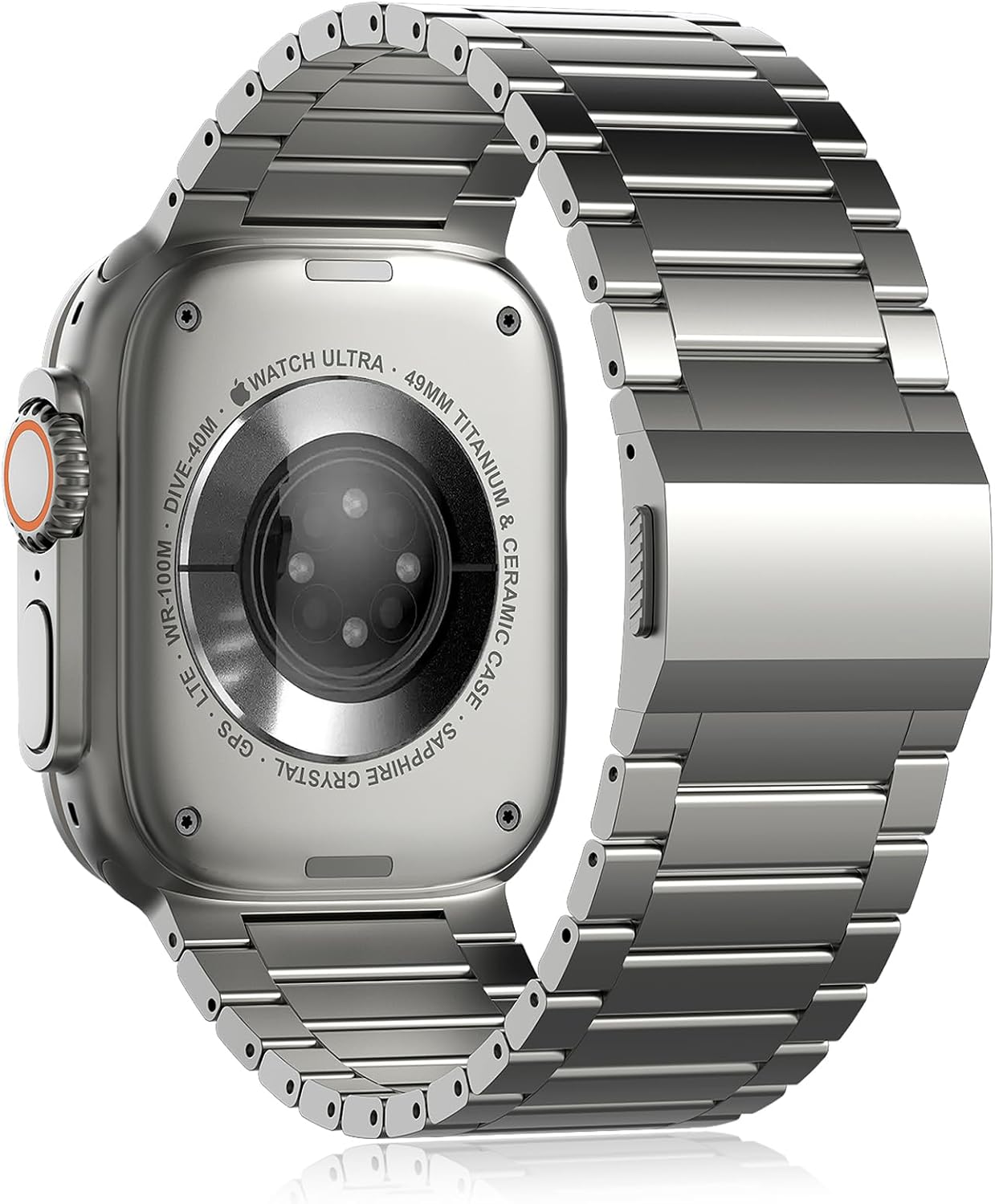 Solid Titanium Band for Apple Watch Ultra2/Ultra 49mm/Adjustable Metal Straps, 26mm Wide/Titanium Clasp and Connectors/DLC Scratch Resistant Coating