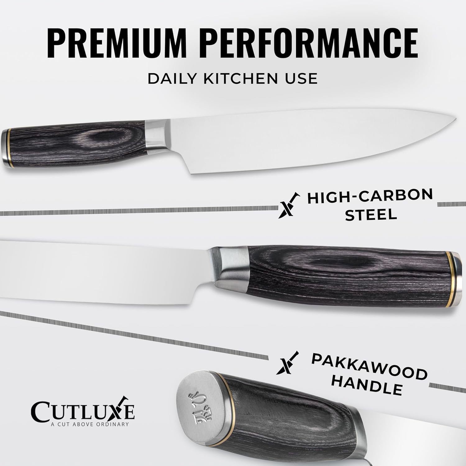 Cutluxe Chef Knife – Ultra Sharp 8" Japanese Kitchen Knife, High Carbon Stainless Steel Blade, Full Tang Pakkawood Handle – Shinobi Series - Image 2