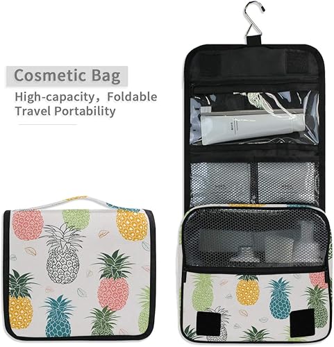 Miniatura 5 de DOMIKING Neceser de viaje con gancho para colgar  girasoles negros impermeable bolsa de cosméticos bolsa de maquillaje portátil para artículos de