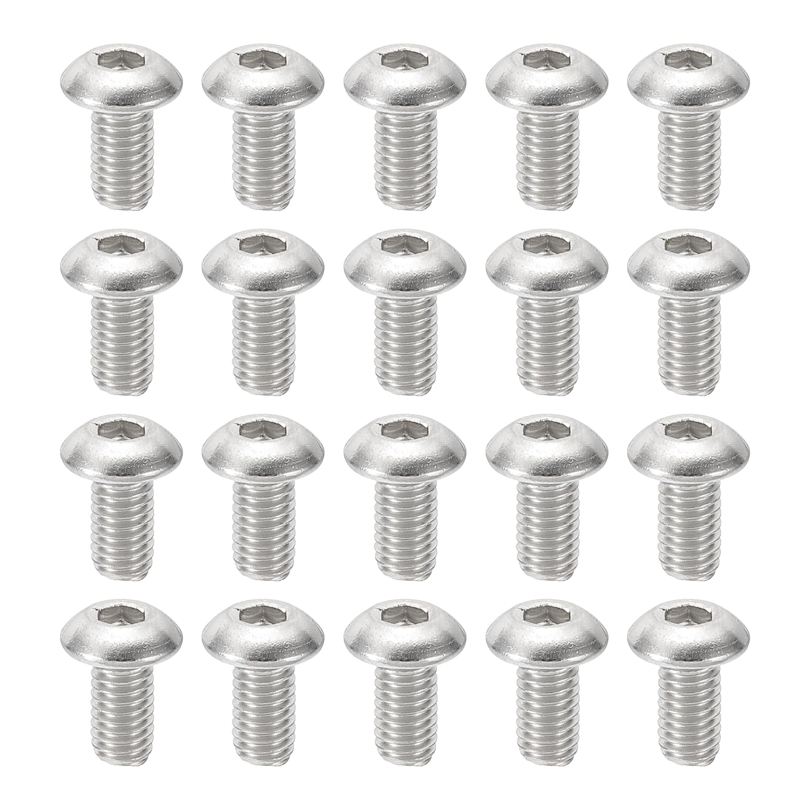 PATIKIL #10-32x3/8" Viti a Testa Bombata con Esagono Incassato, Acciaio Inossidabile 304 (18-8) Bulloni Testa Cilindrica Filettatura Completa Fine UNF, 20 Pezzi