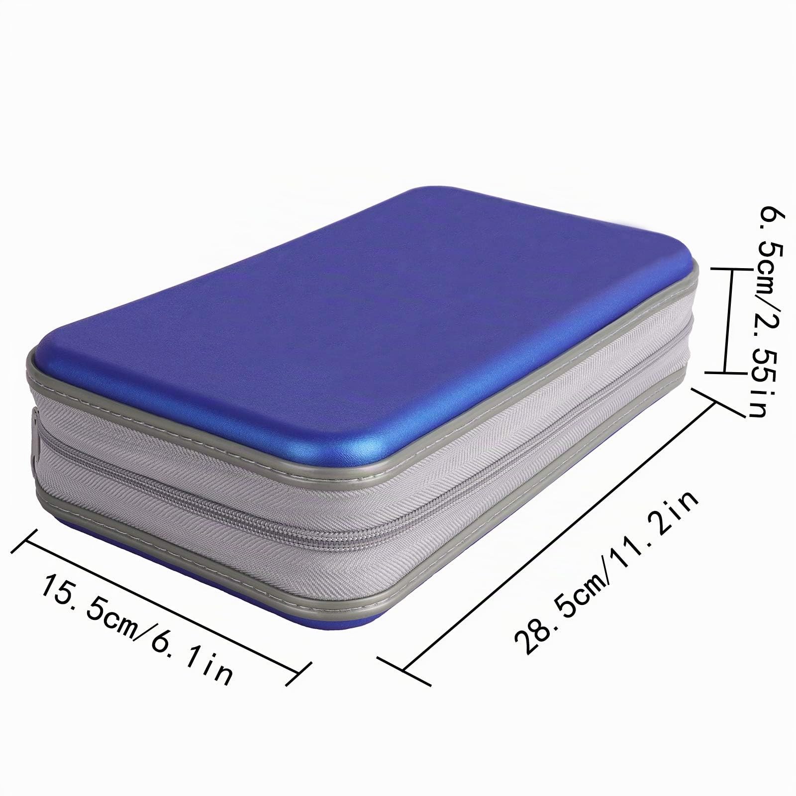 UENTIP Estuche para CD de 96 capacidades, portátil de plástico Duro para DVD, Organizador de CD, Cartera Protectora para Almacenamiento de DVD, Blue, 96, Clásico