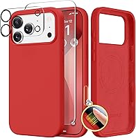 Vista 304 de GONEZ Funda de silicona para iPhone 14 Pro Max, compatible con MagSafe, con protector de pantalla + protector de lente de cámara, silicona líquida a
