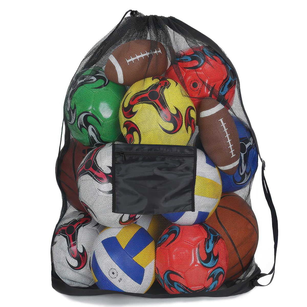 Bolsa Red Grande 93x62 cm para Balones de Baloncesto Fútbol Voleibol, Heavy Duty con Cordón Ajustable