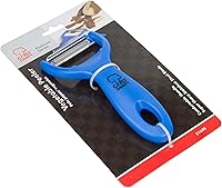 Vista 2 de Chef Craft Hoja clásica de acero inoxidable con mango de plástico, pelador de verduras, 5.5 pulgadas, azul