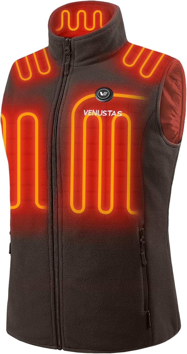 Venustas Men's Fleece Heated Vest with Battery, Lightweight Insulated Electric Vest