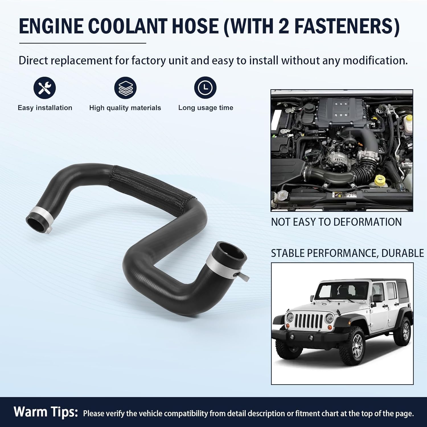 Lower Radiator Coolant Hose Fits for Wrangler JK 3.6L Engine 2012 2013 2014 2015 2016 2017 2018 Replace 55111395AE