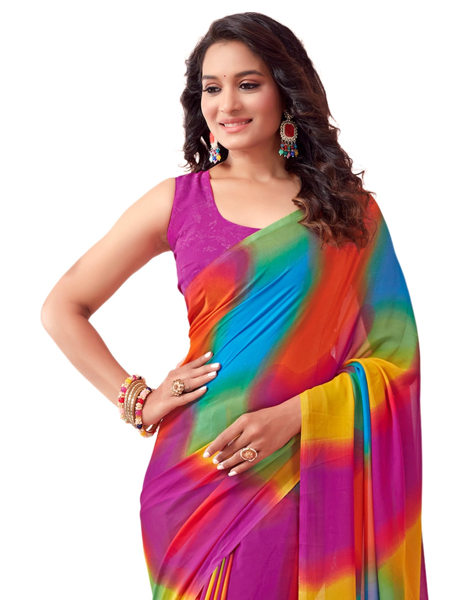 siril Women's Georgette Printed Saree With Unstitched Blouse Piece-picture-48
