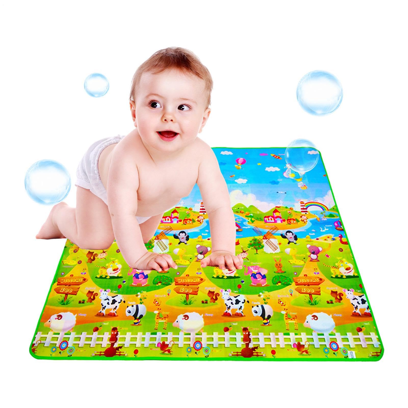 Tappeto Gioco Bambini, 200x180 cm Tappetino da gioco in schiuma, tappeto da gioco morbido per bambini piccoli, grande tappeto imbottito