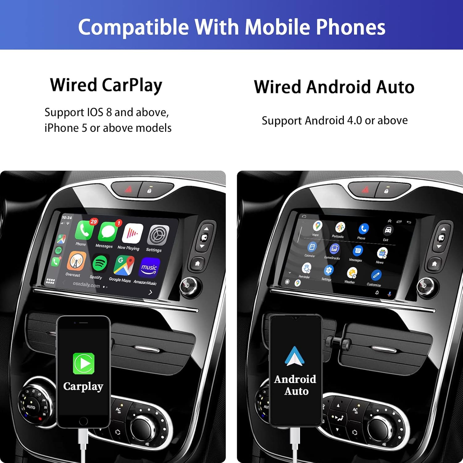 Hikity 2022 Wired CarPlay/Android Auto USB Dongle for Android Car