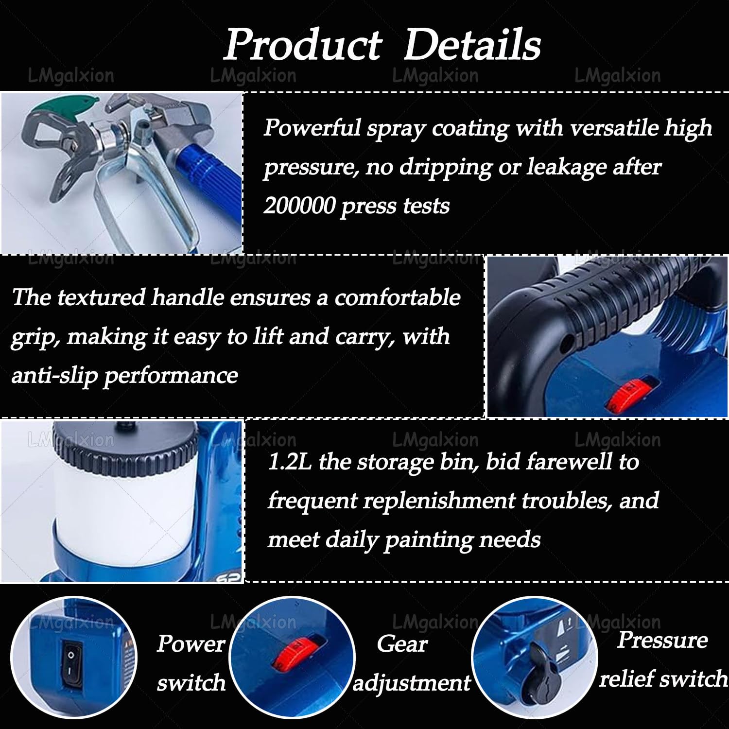 Pistola Verniciatura a Spruzzo Airless Professionale,Spruzzatore Senza Fili Con Batteria Ricaricabile,Portata 1.1l/Min,Tecnologia Airless per Finitura Uniforme,Per Lattice,Smalto,Acqua 1battery