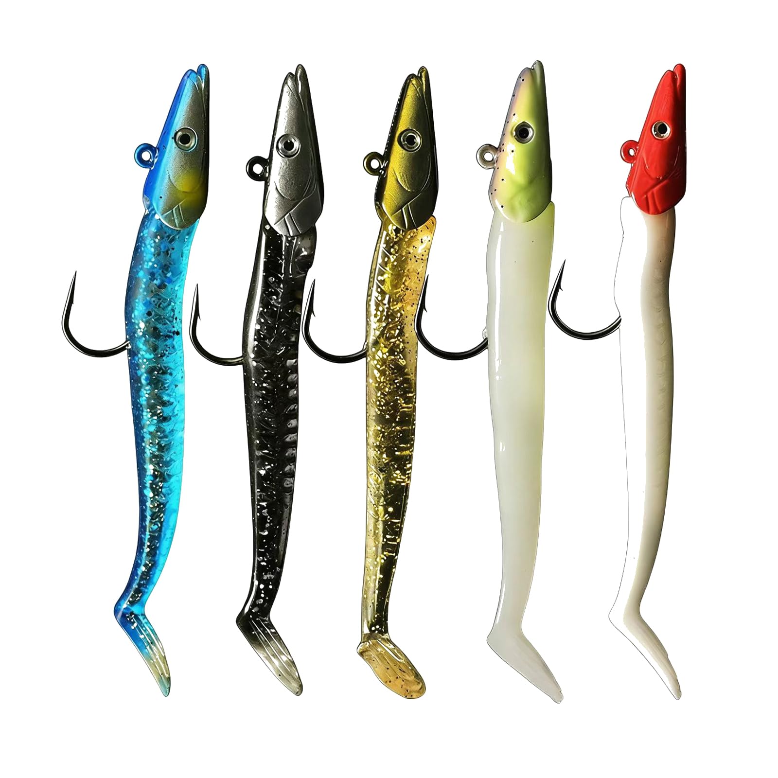 5Pcs 22g Fishing Lures,Soft Plastic Lure Set with Realistic Swimming Action