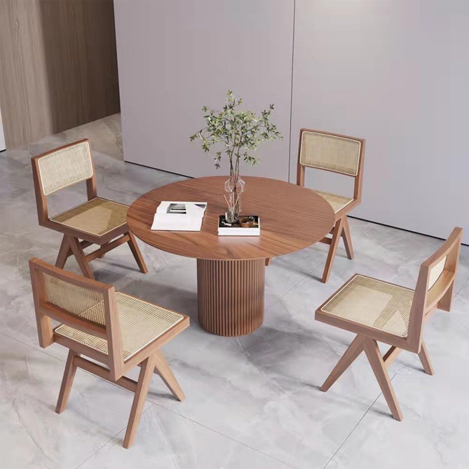 Moderna mesa de comedor redonda de madera maciza para mesa de cocina circular rústica para muebles de restaurante - Solo mesa de comedor